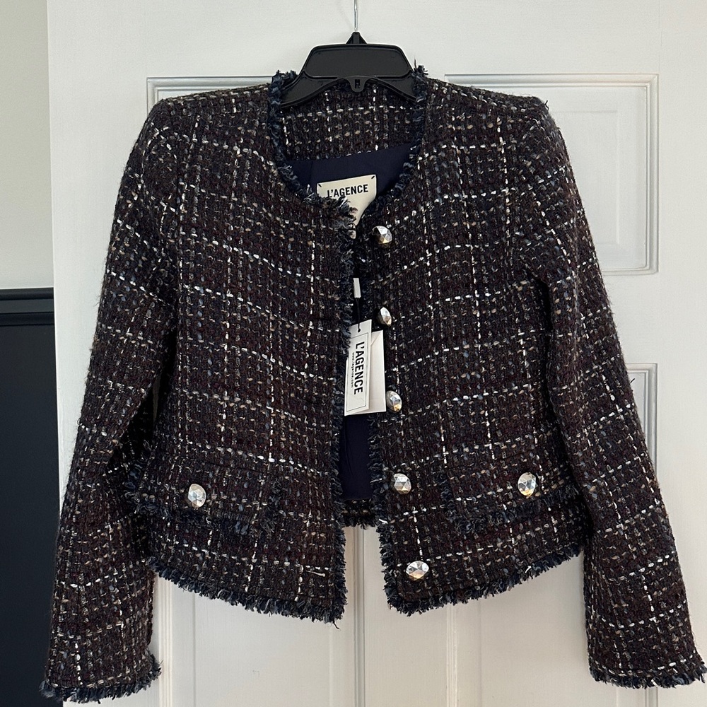L'AGENCE Zaya Midnight Brown Tweed Blazer
